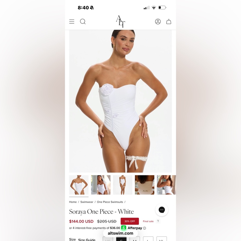 ALT Women's White Soraya One Piece Swimsuit